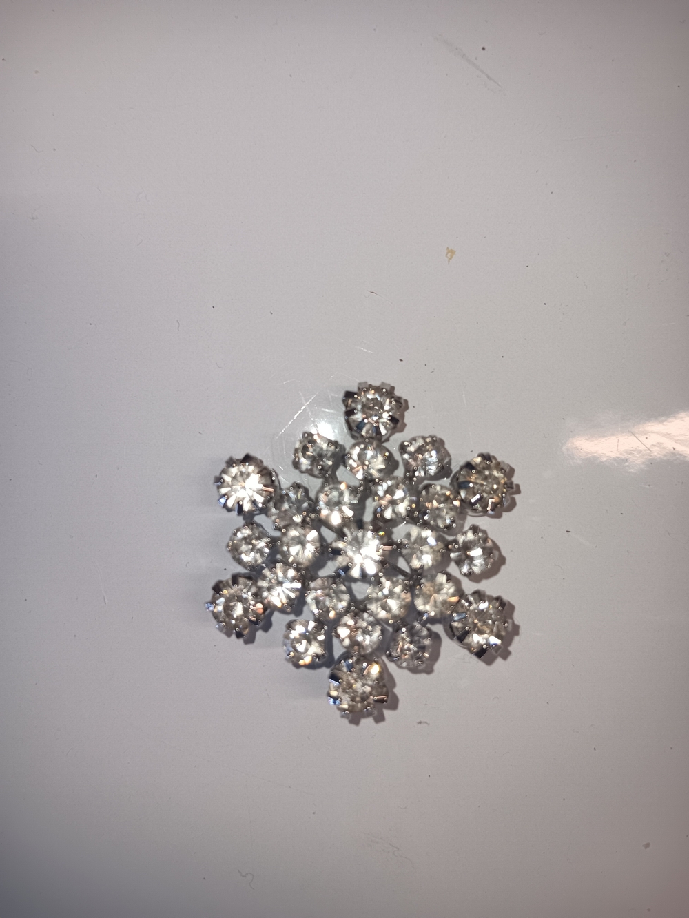 Crystal Snowflake Brooch - Clear Silver-Tone